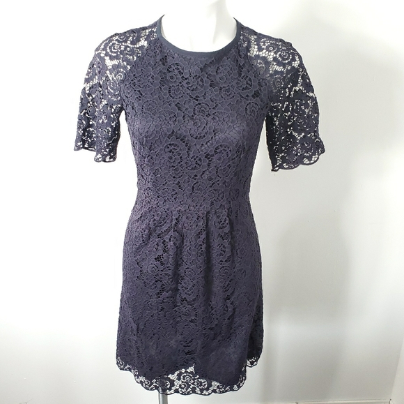 Madewell Navy Lace Short Sleeve Dress 2 - Picture 2 of 5